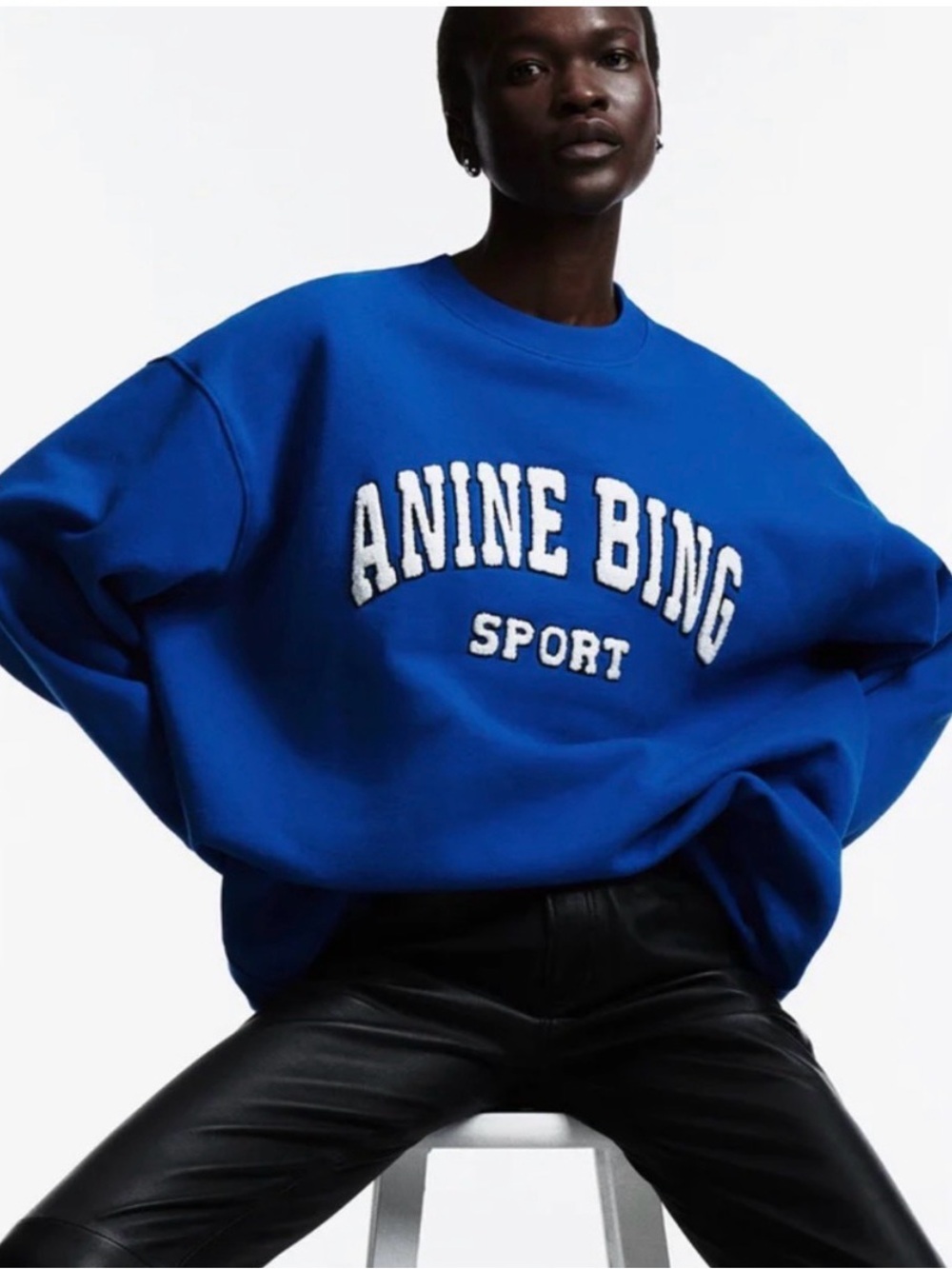 Anine Bing Royal Blue Pullover with Contrast Black Label women’s size large
